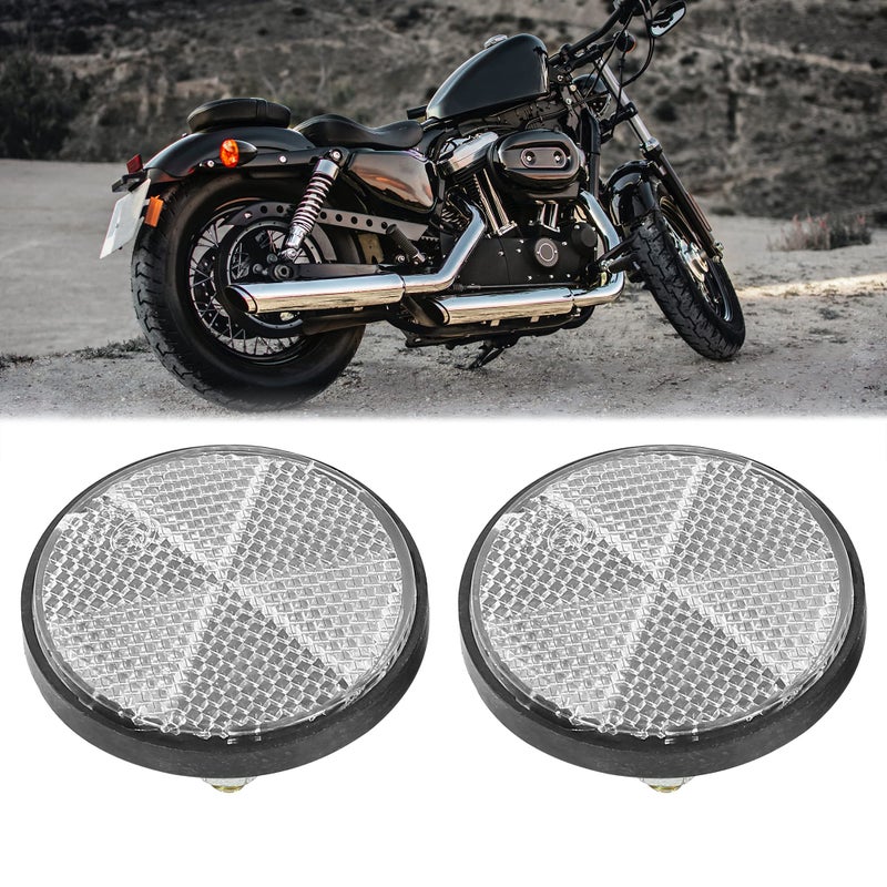 F FIERCE CYCLE Pair M6x1.0 White Plastic Universal Screw Mount Reflective Warning Reflector for Motorcycle Bike - Image 2